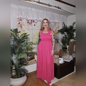 Pink Sleeveless Maxi Dress